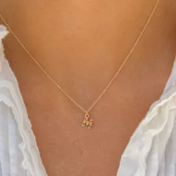 bokstav m multifarget zirkon halskjede i forgylt sølv - My Letter