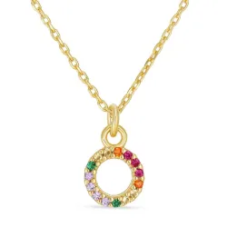 bokstav o multifarget zirkon halskjede i sølv - My Letter