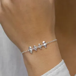 familie armbånd i sølv med Far – Søn - Datter - Mor i sølv