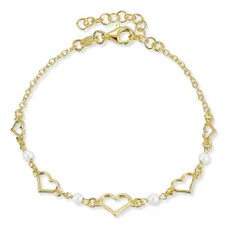 hjerte armbånd i forgylt sølv