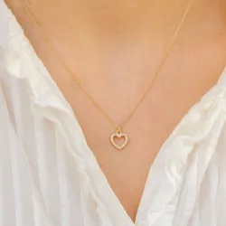 hjerte halskjede i forgylt sølv