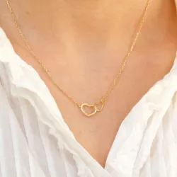 hjerte halskjede i forgylt sølv