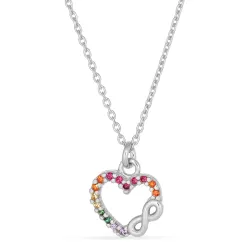 hjerte multifarget halskjede i sølv