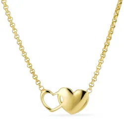 hjerte halskjede i forgylt sølv