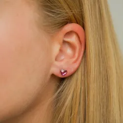 hjerte lilla øredobber i sølv - Little Ones