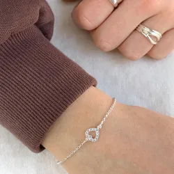 hjerte armbånd i sølv med hjerteanheng i sølv