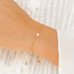 Hjerte armbånd i forgylt sølv med hjerteanheng i forgylt sølv