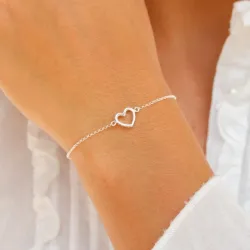 Elegant hjerte armbånd i sølv