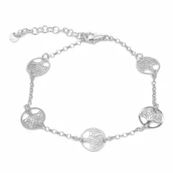 livets tre armbånd i rodinert sølv med anheng i rodinert sølv