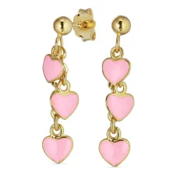 rosa hjerteøredobb i forgylt sølv