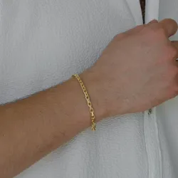 Bnh anker facet armbånd i forgylt sølv 18,5 cm x 4,0 mm