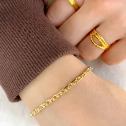 Bnh anker facet armbånd i forgylt sølv 21 cm x 3,0 mm