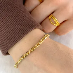 Bnh anker facet armbånd i forgylt sølv 21 cm x 4,0 mm