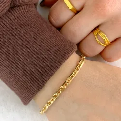 Bnh anker facet armbånd i forgylt sølv 17 cm x 4,0 mm