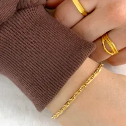 Bnh anker facet armbånd i forgylt sølv 18,5 cm x 3,0 mm