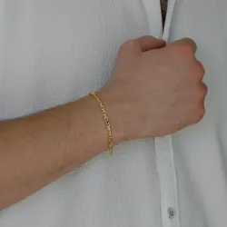 Bnh anker facet armbånd i forgylt sølv 18,5 cm x 3,0 mm