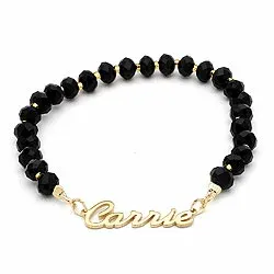 navnearmbånd i svarte sten og forgylt sølv - My Letter