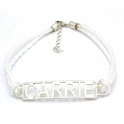 navnearmbånd i hvit streng og sølv - My Letter