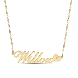 Navnehalskjede med anheng i 9 karat gull med 1 briljantslipte diamanter - My Letter