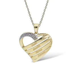 hjerte navnehalskjede  i 9 karat gull - My Letter