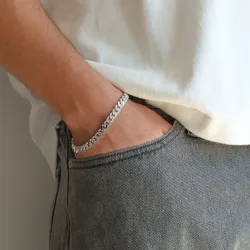 BNH panserarmbånd i sølv 21 cm x 6,6 mm