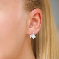 blomst perle øredobber i sølv