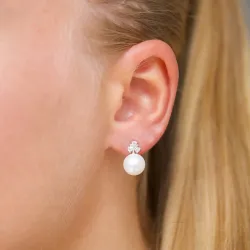 blomst perle øredobber i sølv