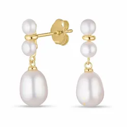 6-6,5 mm perle øredobber i forgylt sølv