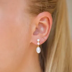 6-6,5 mm perle øredobber i forgylt sølv