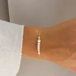perle armbånd i forgylt sølv 16 plus 2 cm x 5-5,5 mm