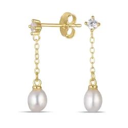 4-4,5 mm perle kjedeøreringer i forgylt sølv