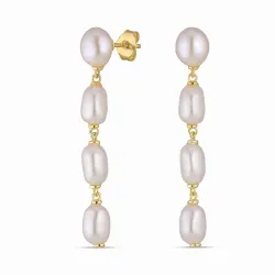 perle kjedeøreringer i forgylt sølv