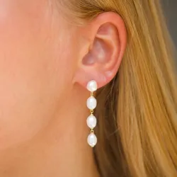 perle kjedeøreringer i forgylt sølv