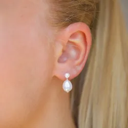 8 - 9 mm perle øredobber i sølv