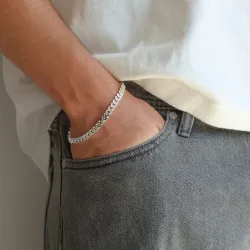 BNH panserarmbånd i sølv 18,5 cm x 6,0 mm