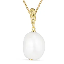 perle anheng med halskjede i forgylt sølv