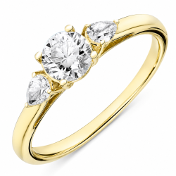 lab grown diamant ring i 9 karat gull 0,50 ct 0,20 ct