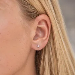 2 x 0,10 ct solitaireørepynt i sølv med lab grown diamant (HPHT) 