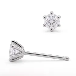 2 x 0,05 ct solitaireørepynt i sølv med lab grown diamant (HPHT) 