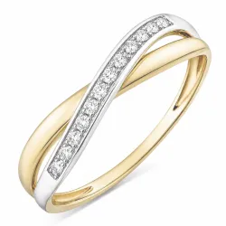 lab grown diamant ring i 9 karat gull og hvitt gull 0,08 ct
