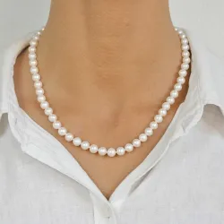 45 cm perlehalskjede med ferskvannsperle.
