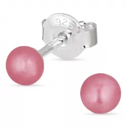 4-4,5 mm rosa perleørepynt i sølv