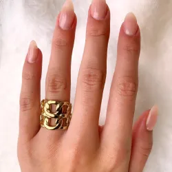 panzer ring i forgylt sølv