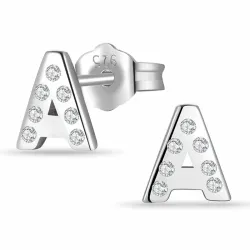 bokstav a zirkon ørestikker i sølv - My Letter