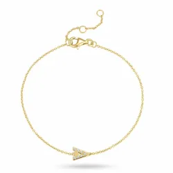 bokstav a zirkon armbånd i forgylt sølv