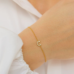 bokstav c zirkon armbånd i forgylt sølv