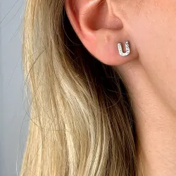 bokstav u zirkon ørestikker i sølv - My Letter