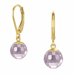 rosa Glass øredobber i forgylt sølv - Loom Stones