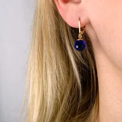 blå Glass øredobber i forgylt sølv - Loom Stones