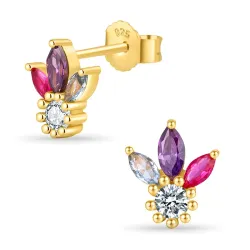 multifargede ørestikker i forgylt sølv